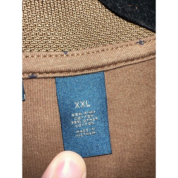 Perry Ellis Mens Shirt Brown XXL Polo Short Sleeve Luxury Pima Cotton Polka Dots - Picture 6 of 13